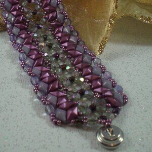 Purple Splash Diamond Duo Band; Hand Beaded, Diamond Duo, High Fashion, Purple